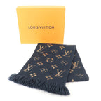 Louis Vuitton Logomania Scarf Shine Wool Silk Blend Blue Petrole — view 2