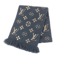 Louis Vuitton Logomania Scarf Shine Wool Silk Blend Blue Petrole