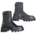 Hermes Short Boots Jamie Black 36 1 2 Silver Hardware Leather Shoes — view 4