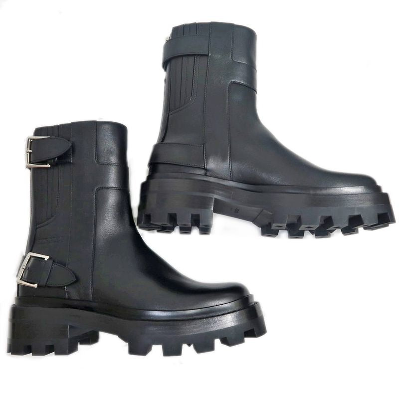 Hermes Short Boots Jamie Black 36 1 2 Silver Hardware Leather Shoes — view 4