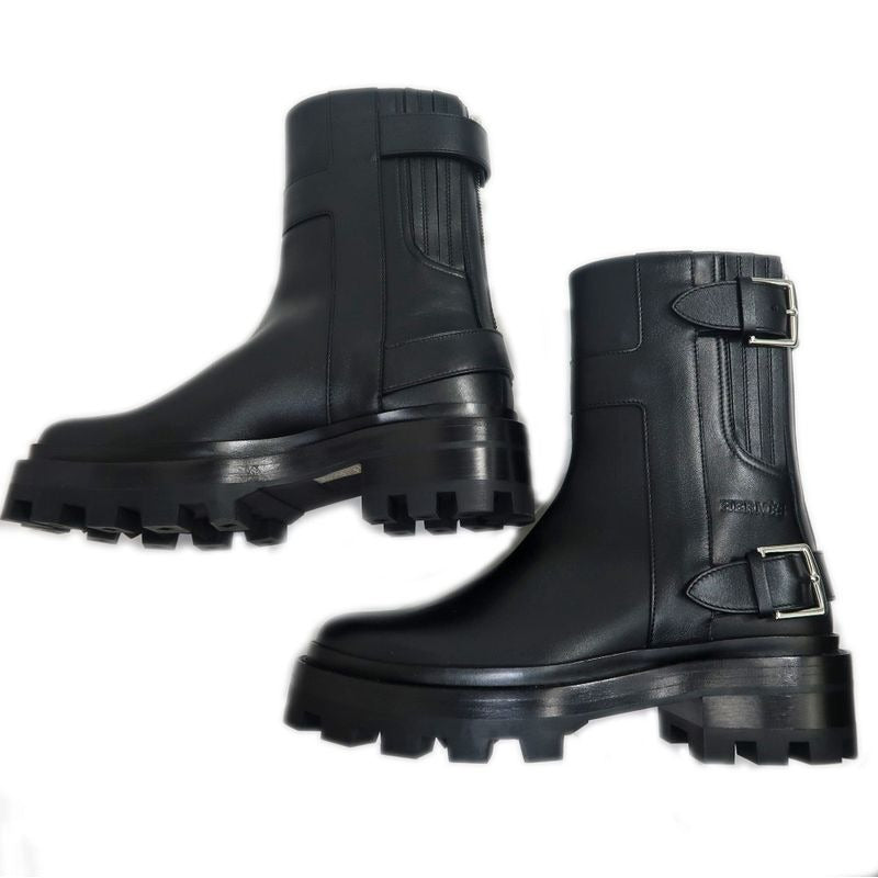 Hermes Short Boots Jamie Black 36 1 2 Silver Hardware Leather Shoes — view 5