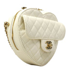 Chanel Shoulder Bag Quilted Lambskin White Champagne Gold — view 2
