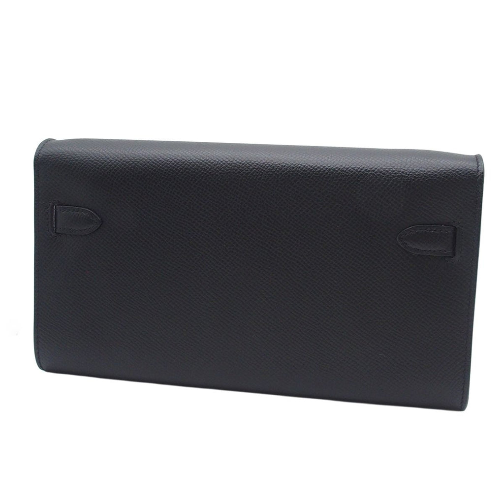 Hermes Kelly Wallet Long to Go Black Silver Epsom Shoulder Bag — view 2