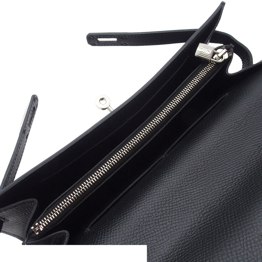 Hermes Kelly Wallet Long to Go Black Silver Epsom Shoulder Bag — view 5