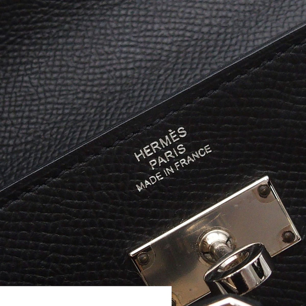 Hermes Kelly Wallet Long to Go Black Silver Epsom Shoulder Bag — view 6