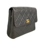 Chanel Shoulder Bag Quilted Lambskin Black Gold — view 2