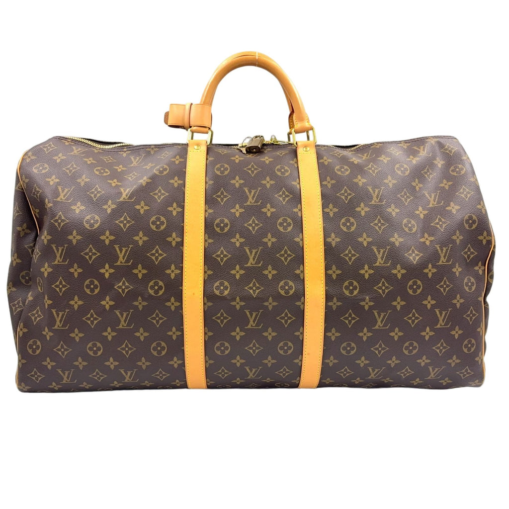 Louis Vuitton Keepall 60 Monogram Leather Brown Boston Bag Gold