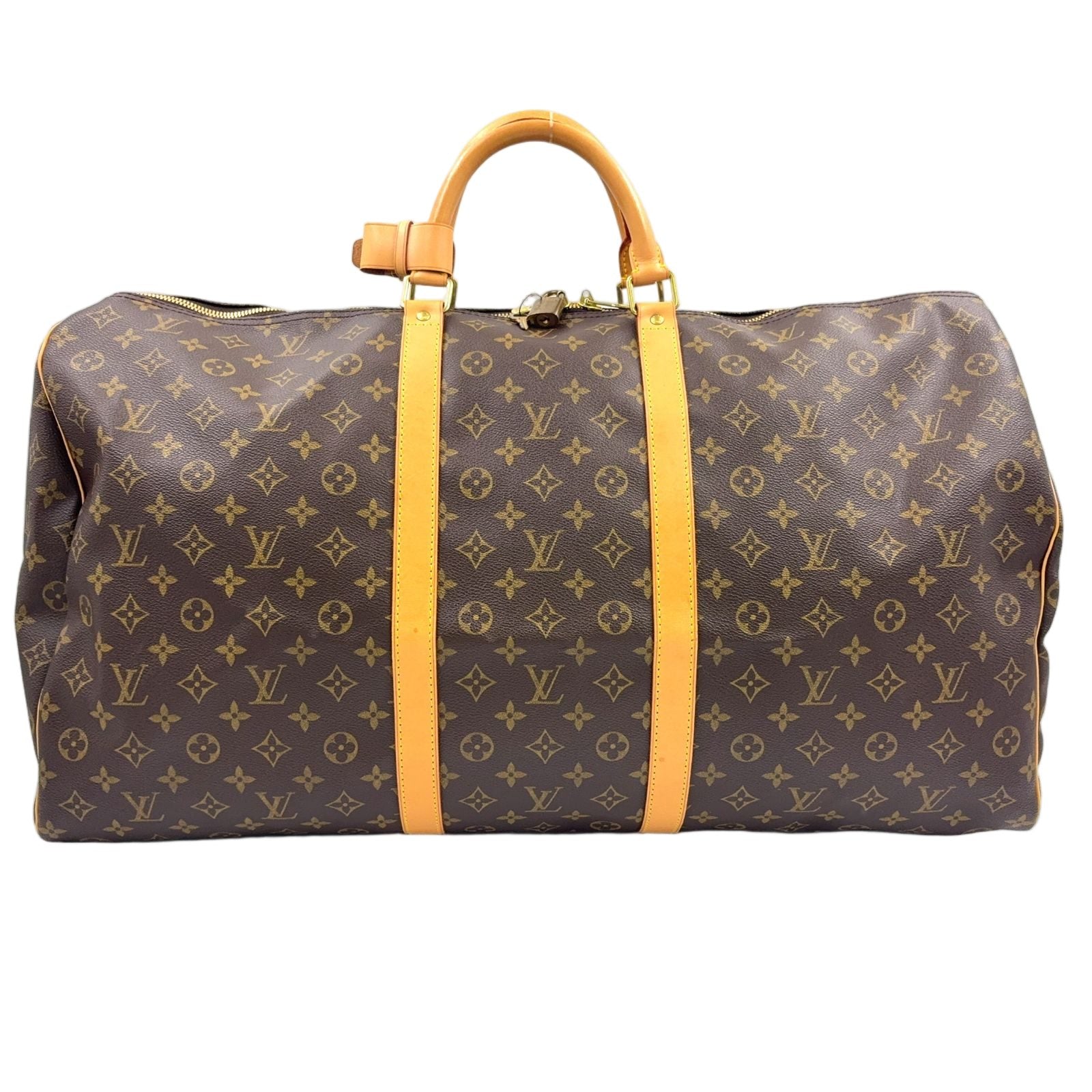 Louis Vuitton Keepall 60 Monogram Leather Brown Boston Bag Gold