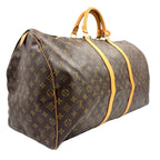 Louis Vuitton Keepall 60 Monogram Leather Brown Boston Bag Gold — view 2