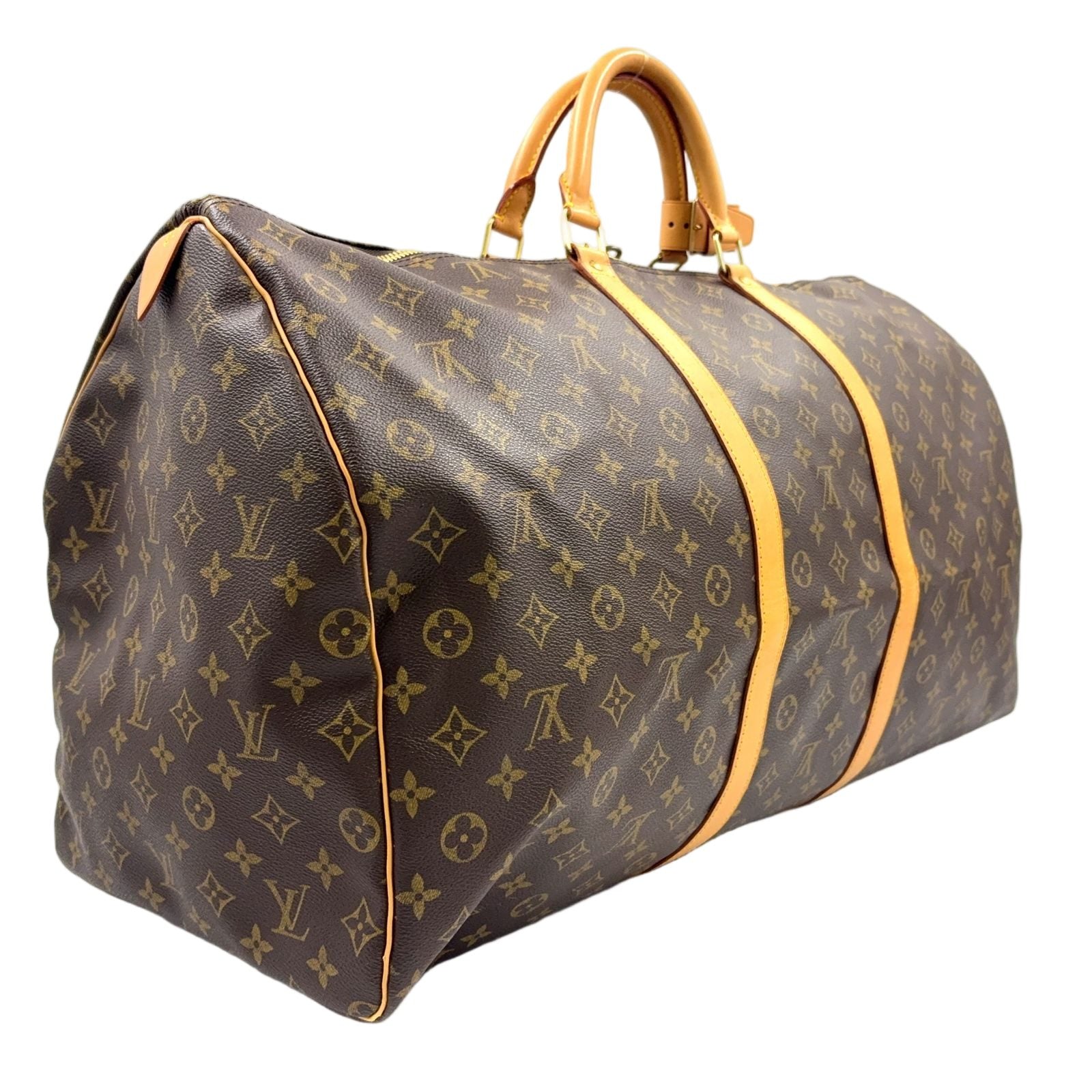 Louis Vuitton Keepall 60 Monogram Leather Brown Boston Bag Gold — view 2