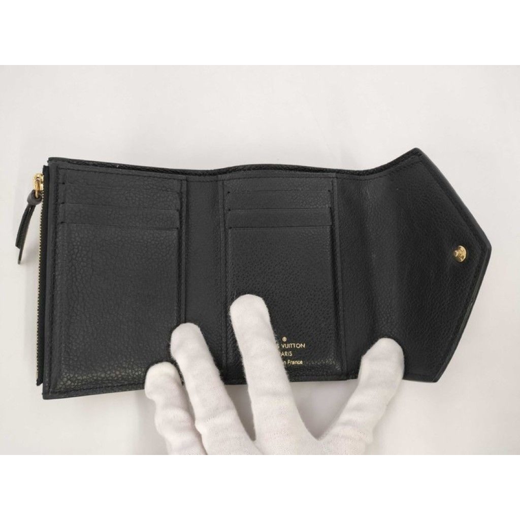 Louis Vuitton Trifold Wallet Victorine Black Beige Bicolor Monogram Empreinte — view 8