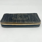 Chanel Sparkling Denim Zip Around Wallet CC Logo Blue Gold — view 6