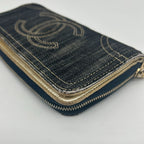 Chanel Sparkling Denim Zip Around Wallet CC Logo Blue Gold — view 7