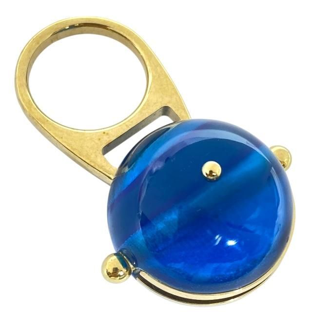 Christian Dior Ring Accessories Jewelry Small Tribal Ball Logo GP Gold Blue — view 3