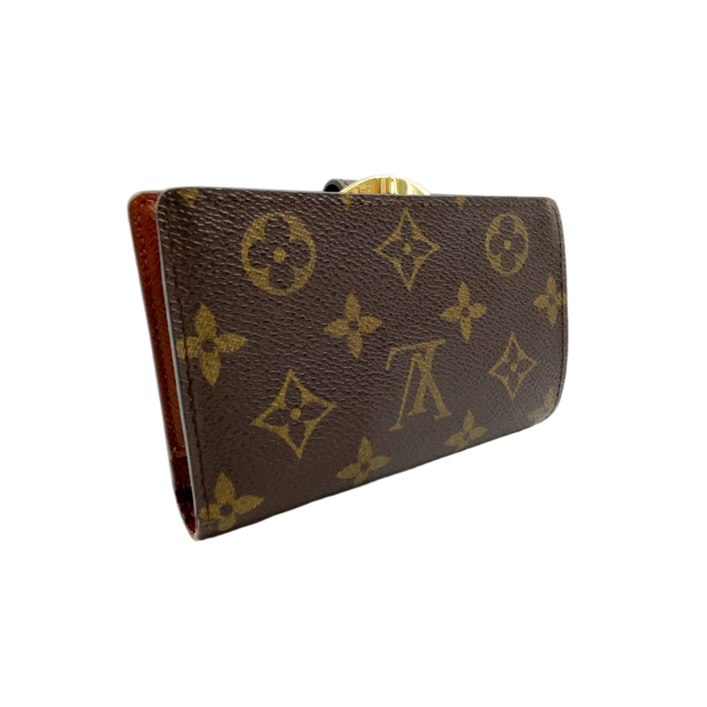 Louis Vuitton Porte-Monnaie Monogram Leather Brown Bifold Wallet Gold — view 2