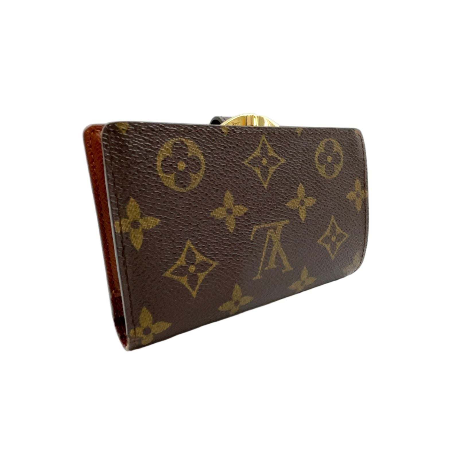 Louis Vuitton Porte-Monnaie Monogram Leather Brown Bifold Wallet Gold — view 2