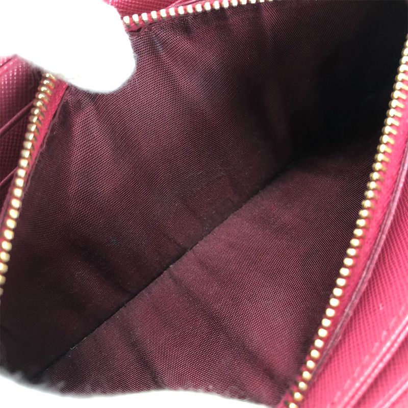 Prada Long Wallet Saffiano Pink Peonia Gold Hardware Round Zipper Ribbon — view 6