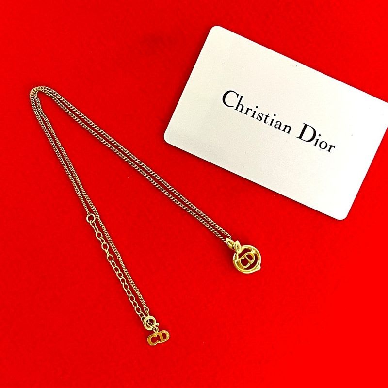 Christian Dior CD Logo Motif Chain Necklace Pendant Accessory Gold 125-6 — view 2