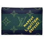 Louis Vuitton Card Case Monogram Heritage Holder Slim Navy Green Compact
