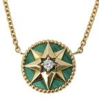 Christian Dior Rose De Vents Medallion Diamond Malachite Necklace 18K Yellow — view 3