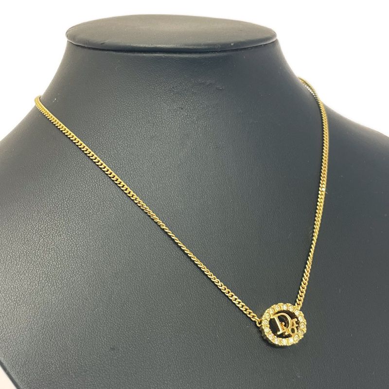 Christian Dior GP Rhinestone Logo Necklace Gold — view 3