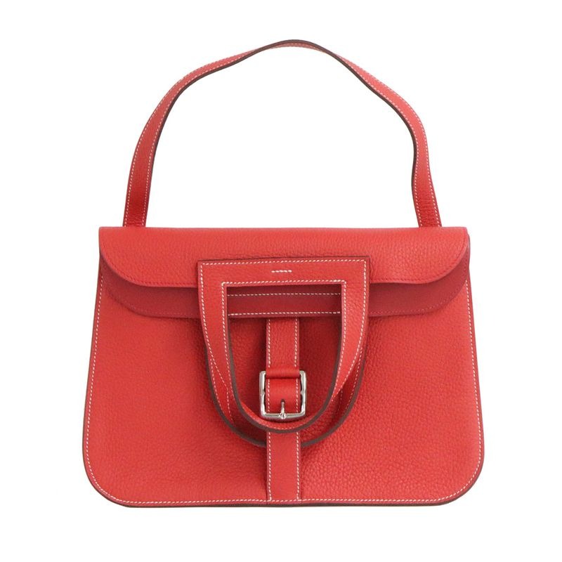 Hermes Halzan 31 Taurillon Clemence Rouge Tomato Vermillion Silver — view 2
