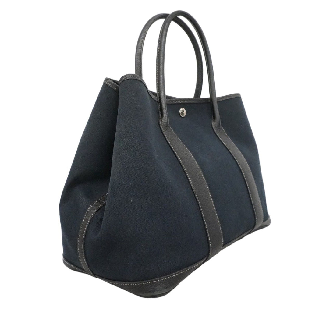 Hermes Tote Garden Party PM Toile Officier Black Silver — view 2