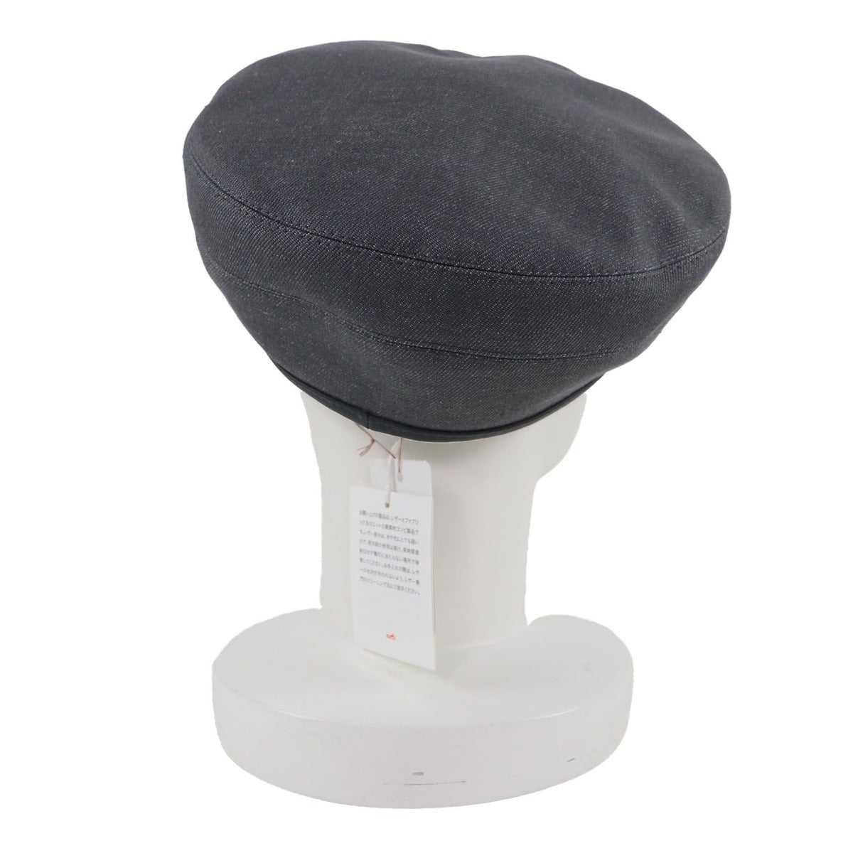 Hermes Cotton Cowhide Sante Honore Series Button Piping Cow Leather Beret Gray — view 5