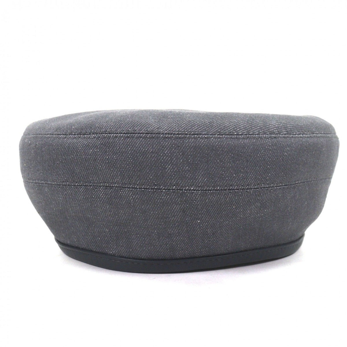 Hermes Cotton Cowhide Sante Honore Series Button Piping Cow Leather Beret Gray — view 7