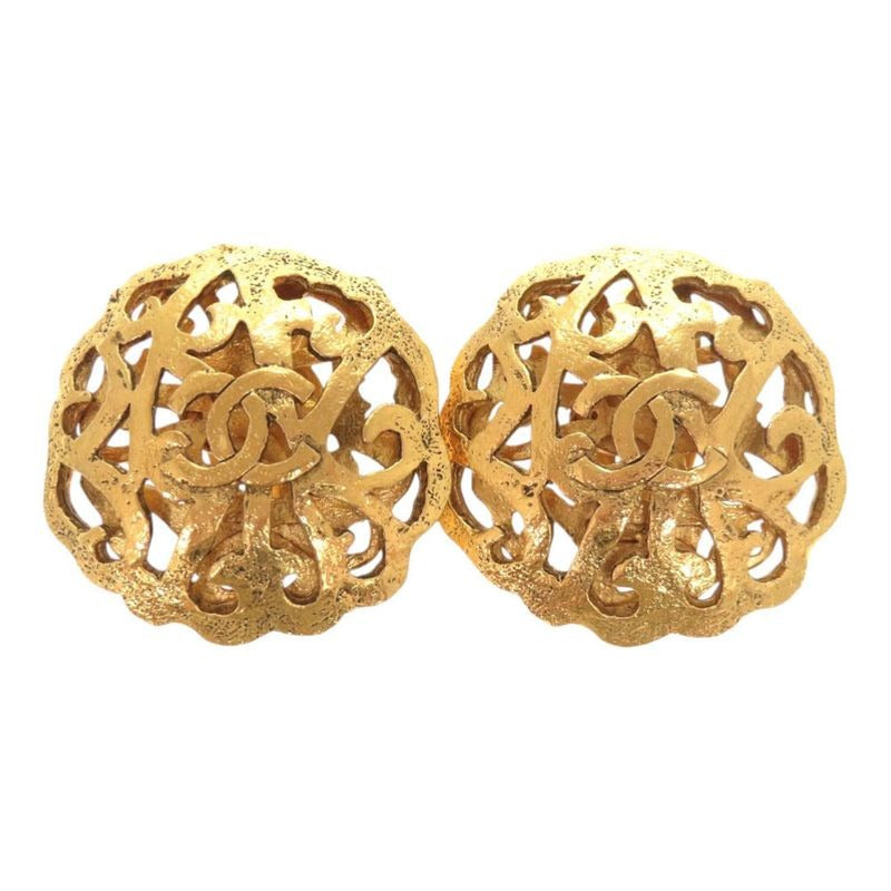 Chanel Vintage Coco Mark GP Gold Earrings 0146 — view 2