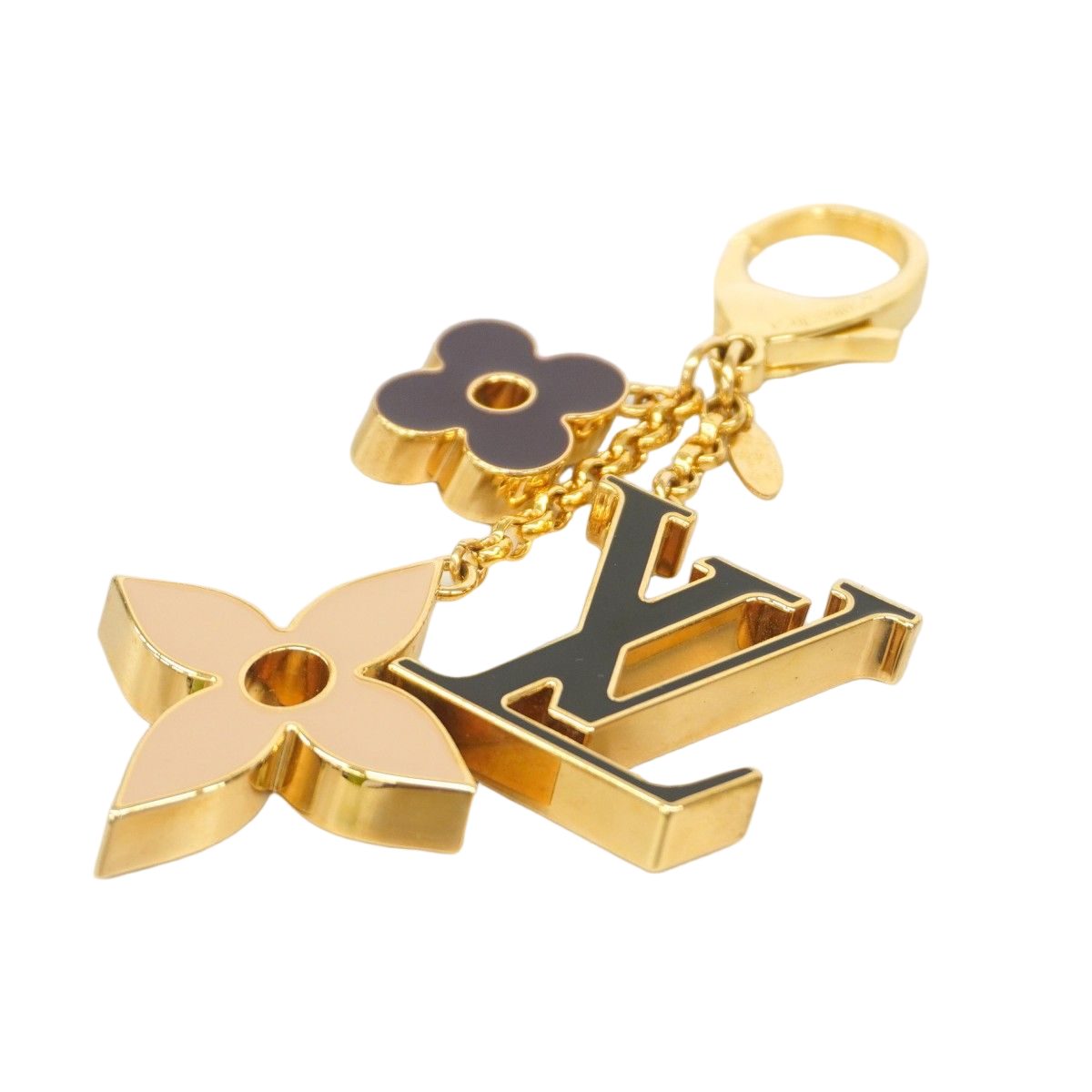 Louis Vuitton Key Holder Charm Fleur de Monogram Gold Black Beige — view 2