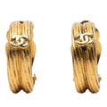 Chanel CC Logo Vintage Earrings Gold Plated