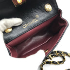 Chanel CC Logo Mini Quilted Lambskin Turnlock Chain Shoulder Bag Black — view 8