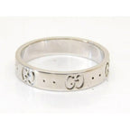 Gucci 145 Iconic Ring 18K White Gold Togo Vintage