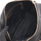 Prada Shoulder Bag Logo Jacquard Black Canvas Leather Ribbon — view 3
