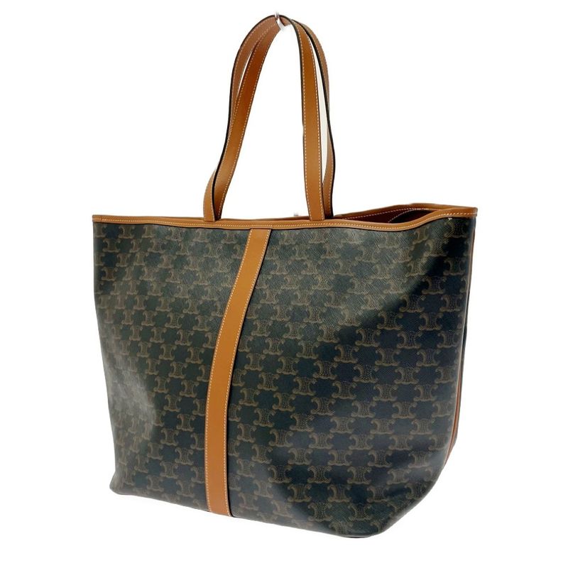 Celine Triomphe Canvas Medium Cabas Shoulder Bag Brown — view 3