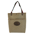 Gucci Vintage Sherry Line Beige Brown GG Supreme Canvas Tote Shoulder Bag