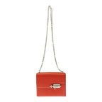 Hermes Leather Silver Hardware Velu Chain Mini Shoulder Bag Red Engraved