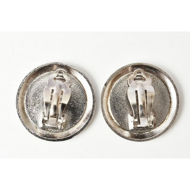 Chanel Earrings Vintage Coco Mark Circle Gold Black Silver — view 3