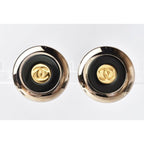 Chanel Earrings Vintage Coco Mark Circle Gold Black Silver — view 4