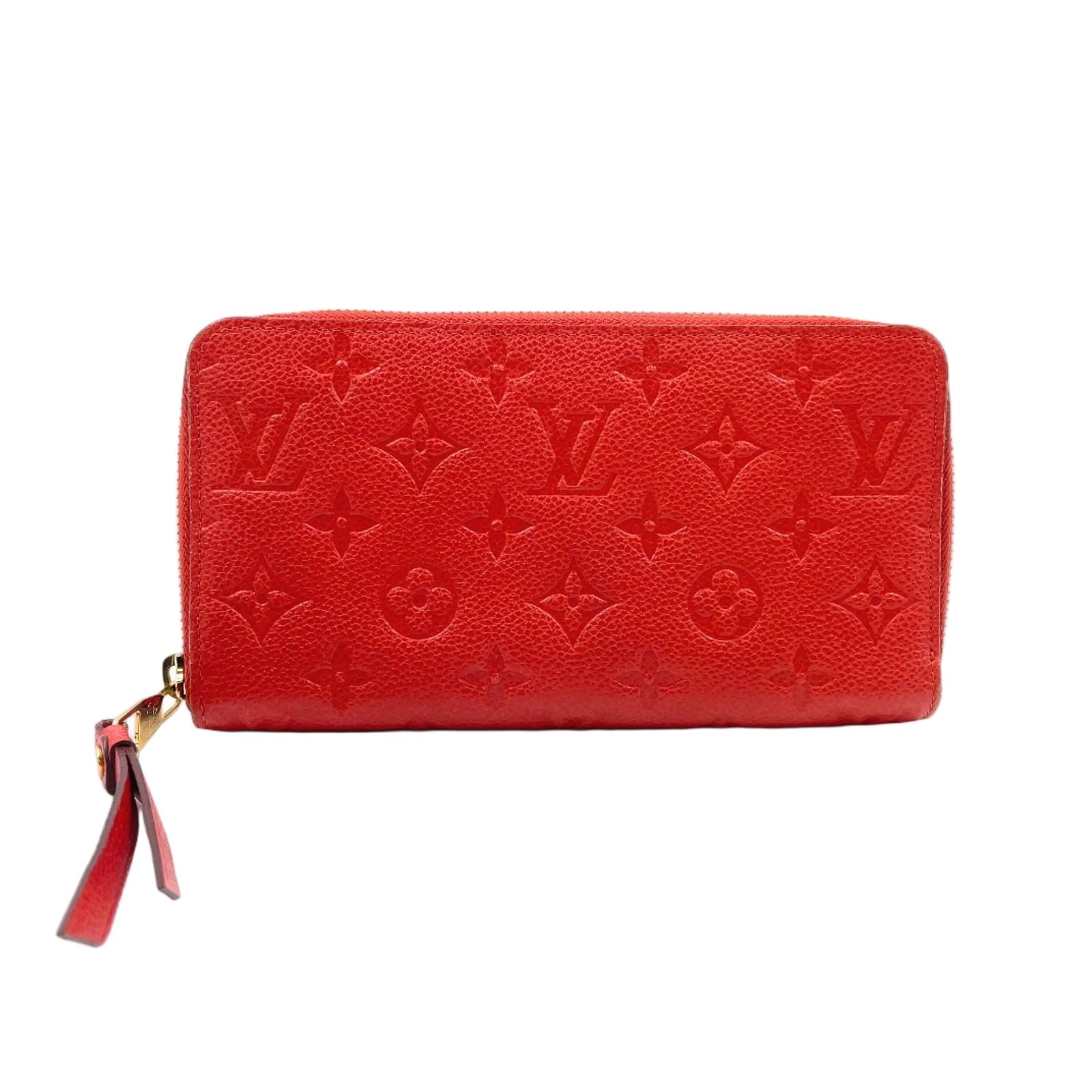 Louis Vuitton Zippy Wallet Monogram Empreinte Scarlet Leather Red Round Gold