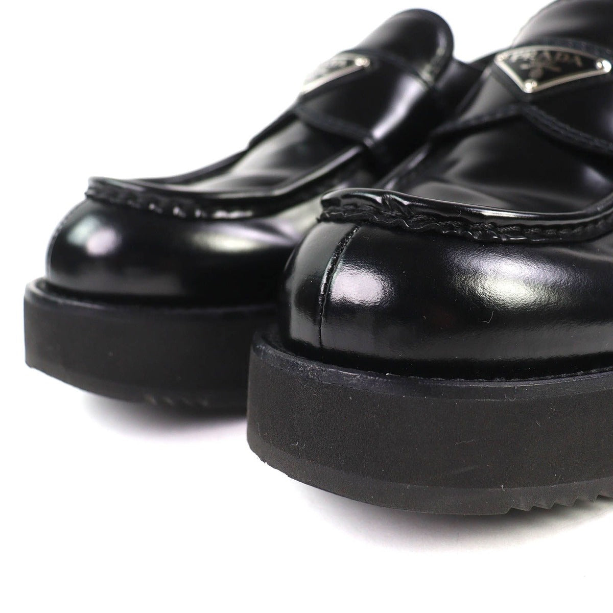 Prada Brushed Leather Loafers Shoes Thick — view 4