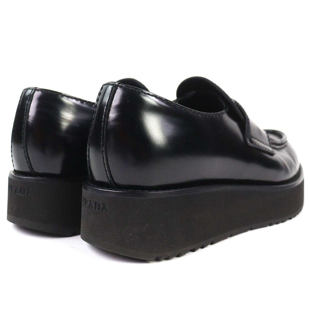 Prada Brushed Leather Loafers Shoes Thick — view 6