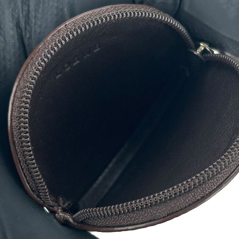 Loewe Coin Case Leather Brown Silver Hardware Anagram Small Round — view 8