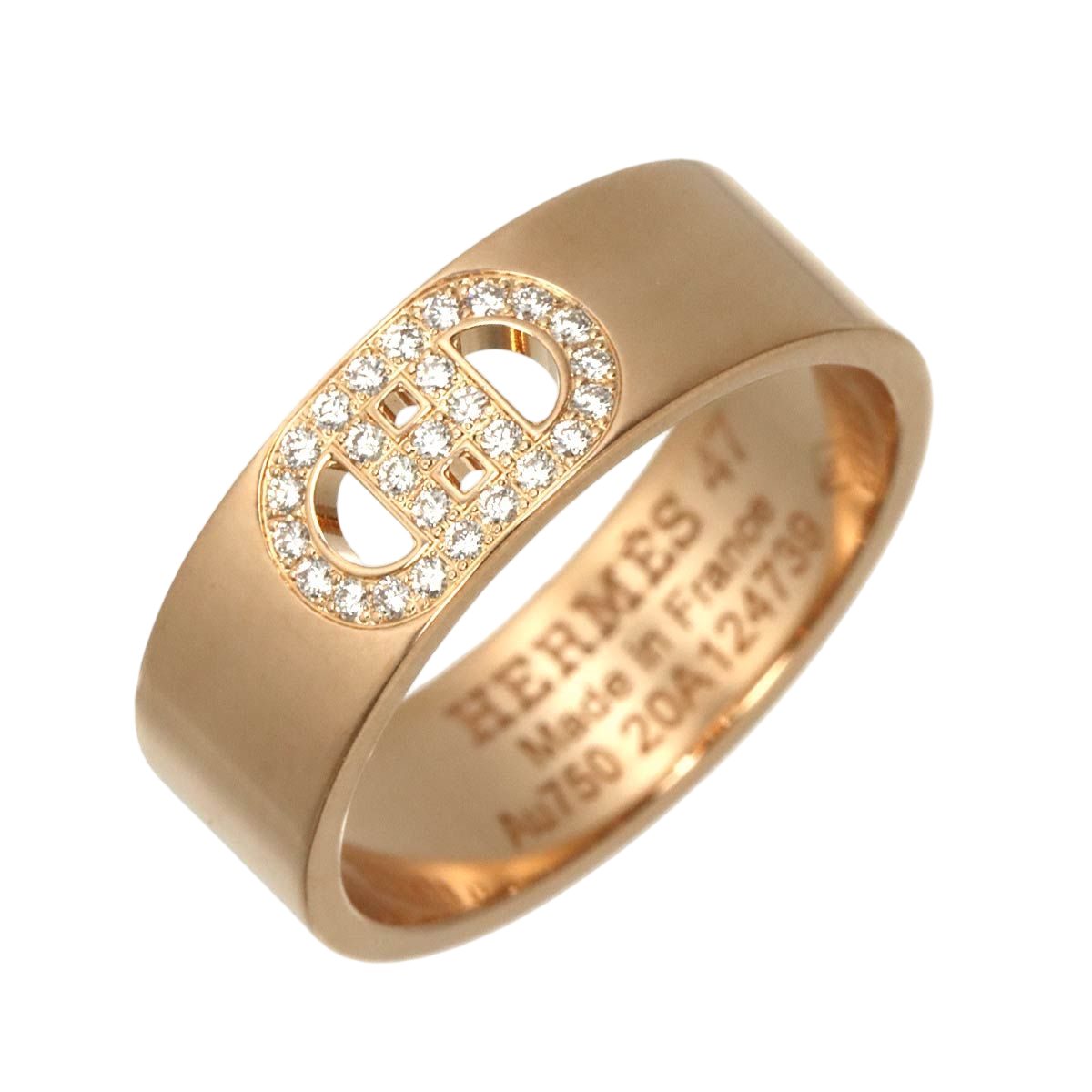 Hermes D'ancre 47 Ring Diamond 18k PG Pink Gold 750 Dunkle