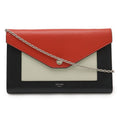 Celine Pocket Large Flap Chain Wallet Shoulder Bag 2-Way Clutch Leather Black