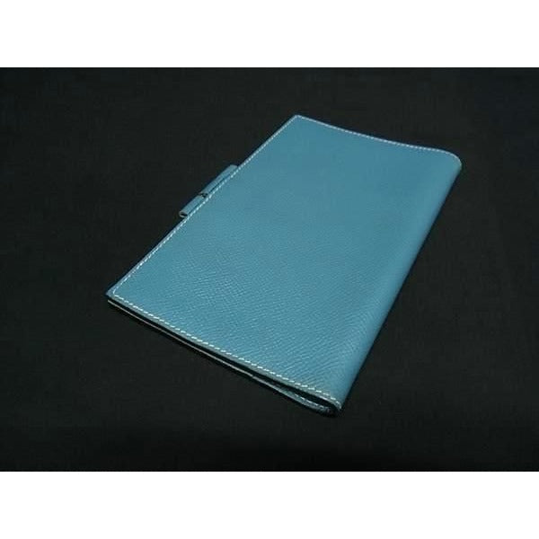 Hermes Handbook Cover Agenda Vision Blue Jean Vaux Epson Silver — view 3