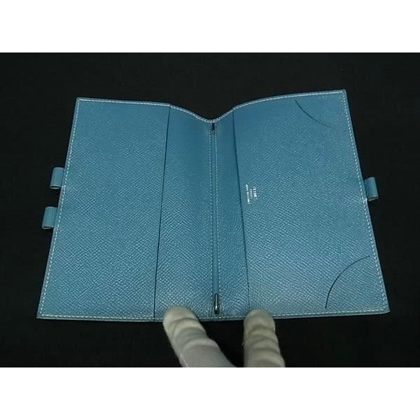 Hermes Handbook Cover Agenda Vision Blue Jean Vaux Epson Silver — view 4