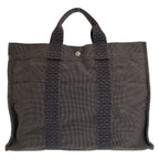 Hermes Her Line MM Gray Silver Canvas Tote