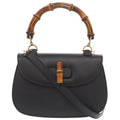 Gucci 2-Way Bamboo 000 1364 0633 Leather Black Handbag 0733